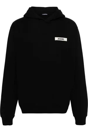 Jacquemus Sweathshirts & Hoodies, Herre, Sort, L, Bomuld, Luksus Bomuldshættetrøje med Logo Patch