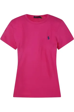 Ralph Lauren Top, Dame, Lyserød, XS, Bomuld, Fuchsia T-shirt med logo