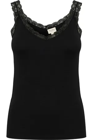 Part Two Top, Dame, Sort, XS, Uld, Blondeærmet top med blonde
