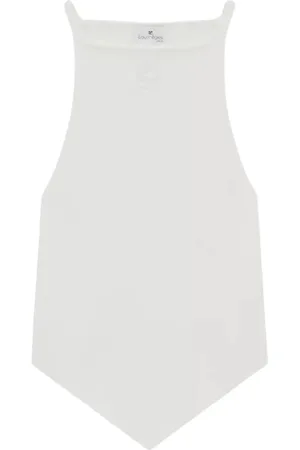 Courrèges Top, Dame, Hvid, L, Polyester, Hvid Asymmetrisk Top