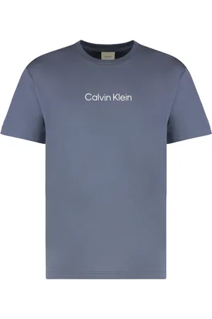 Calvin Klein Top, Herre, Grå, M, Bomuld, Ribbet Bomuld Crew-Neck T-shirt