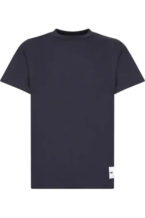 Jil Sander Top, Herre, Blå, S, Bomuld, Blå Bomuldst-shirt med Logopatch