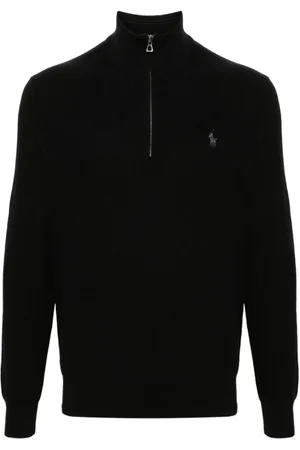 Ralph Lauren Strik, Herre, Sort, 2XL, Bomuld, Sort Bomulds Casual Sweater Pullover