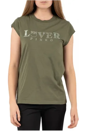 Pinko Top, Dame, Grøn, M, Bomuld, Casual Pink T-Shirt