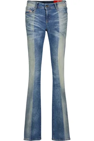 Diesel Jeans, Dame, Blå, W26, Denim, Flared Jeans Bicolor Design Kvinde