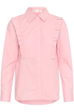 INWEAR Bluser & Skjorter, Dame, Lyserød, 2XL, Bomuld, Flæse Skjorte Bluse