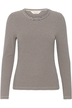 Part Two Top, Dame, Sort, S, Bomuld, Stribet Langærmet Top
