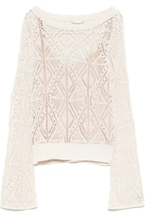 Liu Jo Strik, Dame, , S, Uld, Naturale Sweater Stilfuld Behagelig Afslappet Hyggelig
