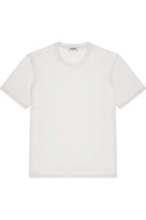 LANEUS Top, Herre, Hvid, M, Bomuld, Rund hals T-shirt i bomuld og silke