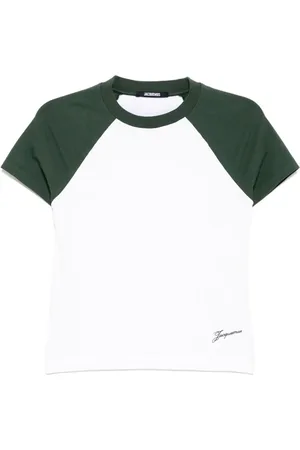 Jacquemus Top, Dame, Hvid, XS, Bomuld, Crew Neck Logo Patch T-shirt