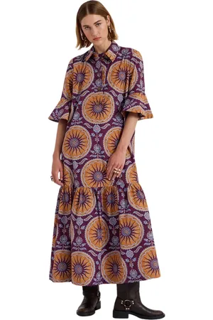 La DoubleJ Kjole, Dame, Flerfarvet, XS, Bomuld, Moonlight Frilled Dress
