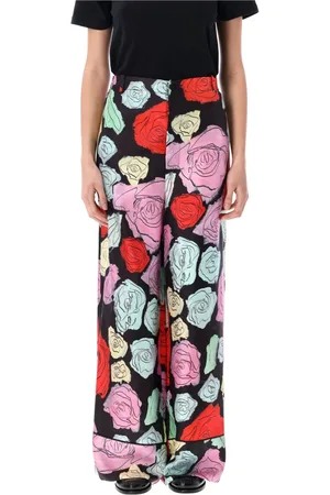 Marni Bukser, Dame, Flerfarvet, S, Sort Multi Rose Palazzo Bukser
