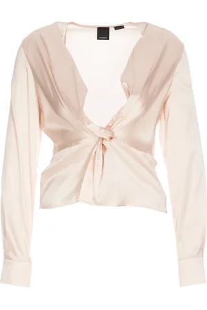 Pinko Bluser & Skjorter, Dame, , L, Hvid silkebluse med V-udskæring