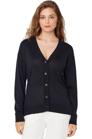 Tommy Hilfiger Strik, Dame, Blå, XL, Uld, V-Neck Cardigan