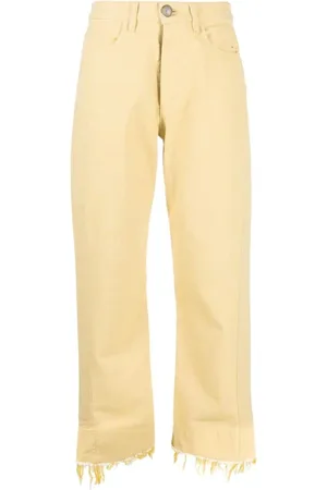 Jil Sander Bukser, Dame, Gul, S, Bomuld, Elegante Gyldne Bomuldsbukser
