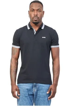 HUGO BOSS Top, Herre, Blå, S, Bomuld, Blå poloshirt med kontrastdetaljer