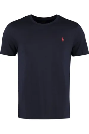 Ralph Lauren Top, Dame, Blå, XL, Bomuld, Broderet bomulds T-shirt Slim Fit