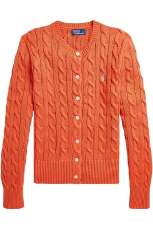 Ralph Lauren Strik, Dame, , S, Bomuld, Twisted Cardigan med ikonisk motiv