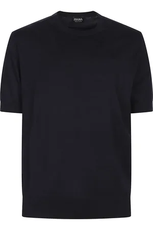 Ermenegildo Zegna Strik, Herre, Blå, M, Bomuld, Blød Bomuld T-shirt