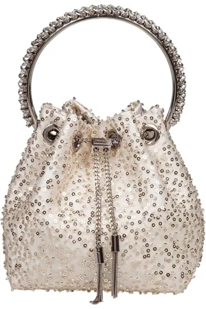 Jimmy Choo Taske, Dame, , ONE SIZE, Satin, Satin Bucket Bag med mikronet og sten