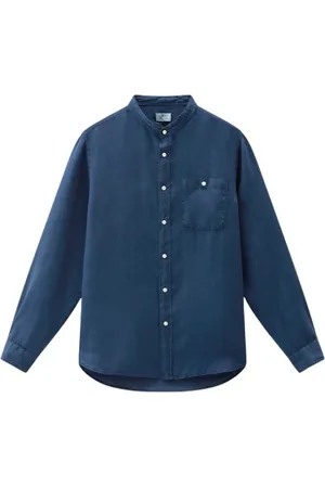 Woolrich Skjorte, Herre, Blå, XL, Linen Casual Shirt