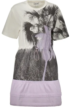 Kenzo Kjole, Dame, Flerfarvet, S, Bomuld, Casual Kjole med Print og Lommer