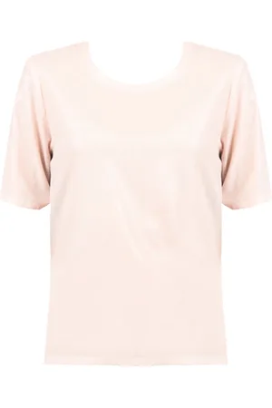 Pinko Bluser & Skjorter, Dame, Lyserød, XS, Polyester, Simpel Rundhalset Bluse