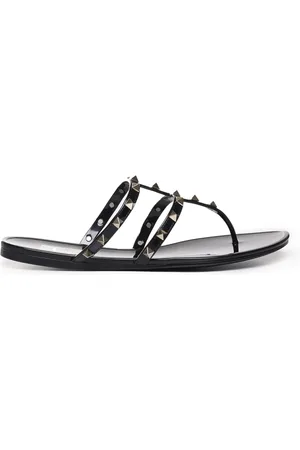 VALENTINO GARAVANI Sko, Dame, Sort, 40 EU, Bomuld, Rockstud PVC Thong Sandaler