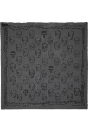 Zadig & Voltaire Tilbehør, Dame, Grå, ONE SIZE, Skull & Chains Mønstret Blegrosa Tørklæde