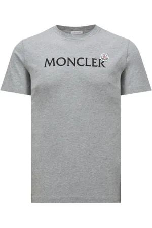 Moncler Top, Herre, Grå, XL, Bomuld, Grå Flocked Logo T-Shirt Afslappet Stil