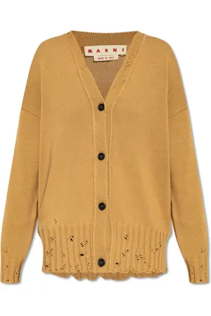 Marni Strik, Dame, Brun, XS, Bomuld, Bomuldscardigan