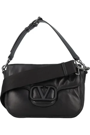 VALENTINO GARAVANI Taske, Herre, Sort, ONE SIZE, Uld, Sort Læder Skuldertaske VLogo Flap