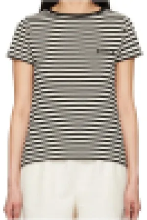 Moncler Top, Dame, Sort, M, Uld, Stribet T-shirt til mænd