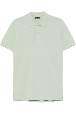 Tom Ford Top, Herre, Grøn, M, Bomuld, Broderet Polo Shirt Fern