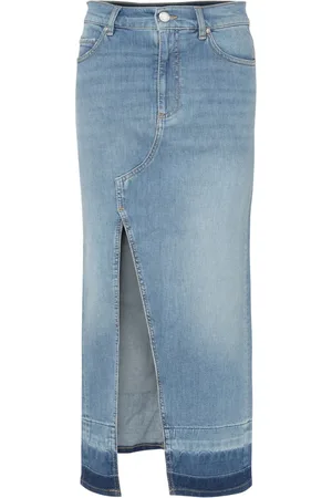 Pinko Nederdel, Dame, Blå, S, Denim, Blå Denim Lang Nederdel med Slids