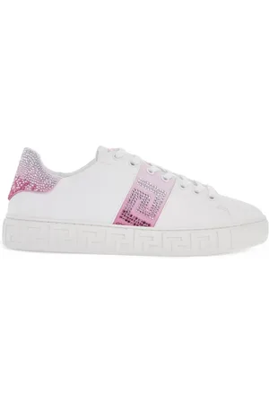 VERSACE Sko, Dame, Hvid, 39 EU, Læder, Krystal Greca Sneakers