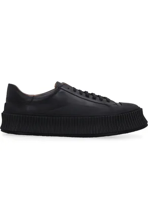 Jil Sander Sko, Herre, Sort, 42 EU, Læder, Low-top Lamme Læder Sneakers