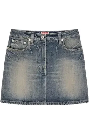 Kenzo Nederdel, Dame, Blå, W28, Denim, Højtaljet Denim Mini Nederdel