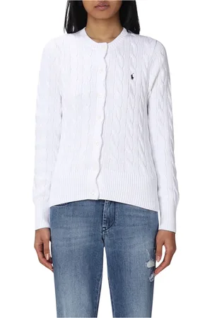Ralph Lauren Strik, Dame, Hvid, L, Uld, Stilfuld Cardigan