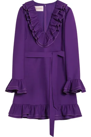 VALENTINO GARAVANI Kjole, Dame, Lilla, XS, Uld, Lilla Uldblanding Mini Kjole