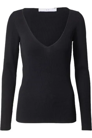 IRO Strik, Dame, Sort, S, V-hals Ribstrikket Sweater