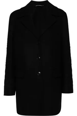 ERMANNO SCERVINO Frakke, Dame, Sort, S, Uld, Grå Enkeltknap Uldfrakke