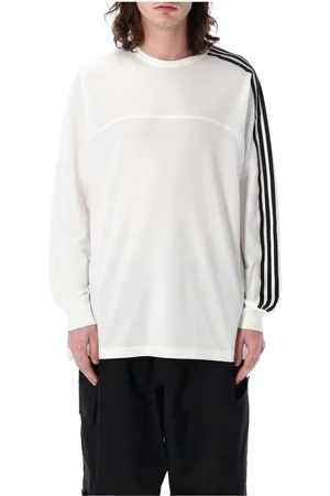 Y-3 Top, Herre, Hvid, S, Bomuld, 3-Stripes L/S T-shirt
