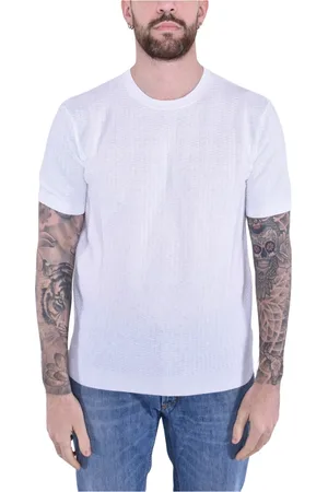 KANGRA CASHMERE Top, Herre, Hvid, L, Bomuld, Bomuld og Hør Kortærmet T-Shirt