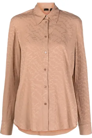 Pinko Bluser & Skjorter, Dame, Brun, 2XS, Elegant Langærmet Skjorte