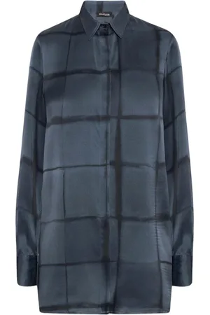 Kiton Bluser & Skjorter, Dame, Blå, S, Ikonisk silkeskjorte med print