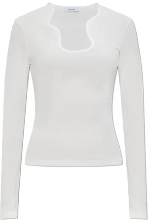 Salvatore Ferragamo Top, Dame, Hvid, XS, Bomuld, Ribbet Top