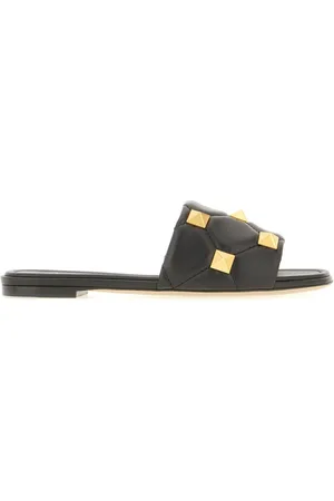 VALENTINO GARAVANI Sko, Dame, Sort, 37 1/2 EU, Læder, Roman Stud Slippers