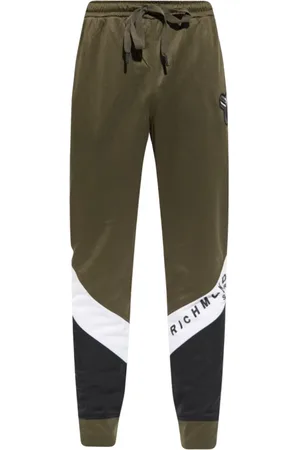 John Richmond Bukser, Herre, Grøn, XL, Polyester, Sweatpants med printet logo og applikationer