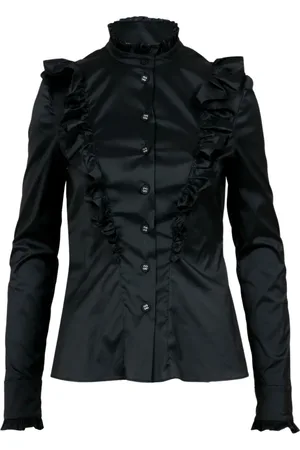 Serafini Bluser & Skjorter, Dame, Sort, S, Stretch Taffeta Skjorte